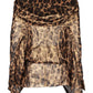 Michael Kors Leopard Print Off-Shoulder Top in Metallic Brown/Gold Silk