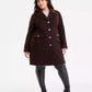 Plus Size Collared Button-Front Coat, Exclusively at Macy's