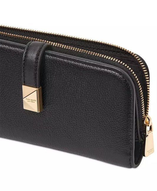 Deco Pebbled Leather Zip Slim Wallet