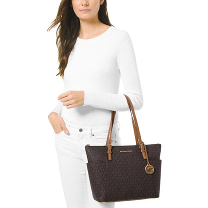 Jet Set Womens Coated Canvas Shoulder East West Handbag