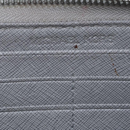 Michael Kors Grey Saffiano Leather Micro Stud Travel Zip Around Wallet..