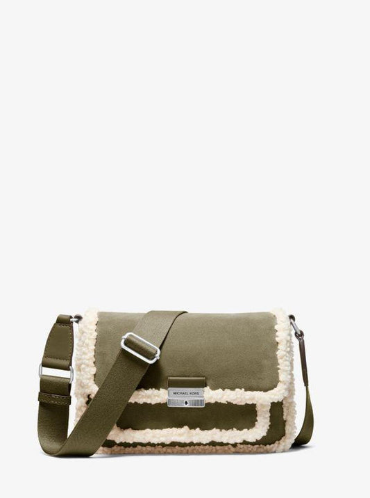 Bradshaw Medium Suede and Faux Shearling Messenger Bag