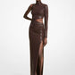 Hand-Embroidered Sequin Stretch Matte Jersey Cutout Gown