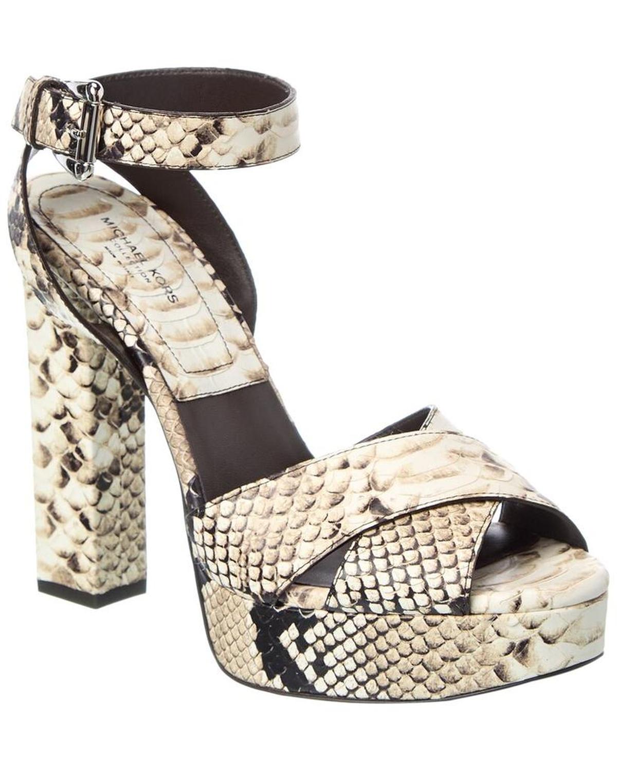 Cannon Runway Python-Embossed Leather Platform Sandal