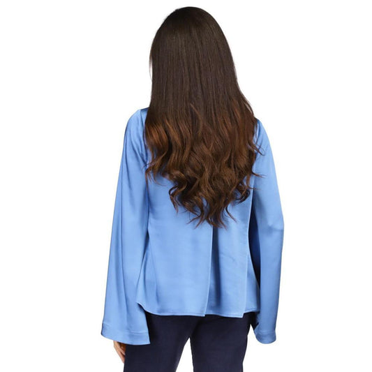 Women's Satin Bell-Sleeve Chain-Neck Top