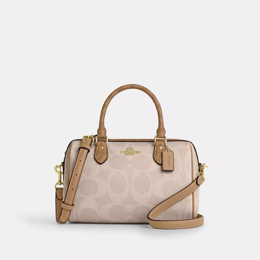 Rowan Satchel Bag In Blocked Signature Canvas