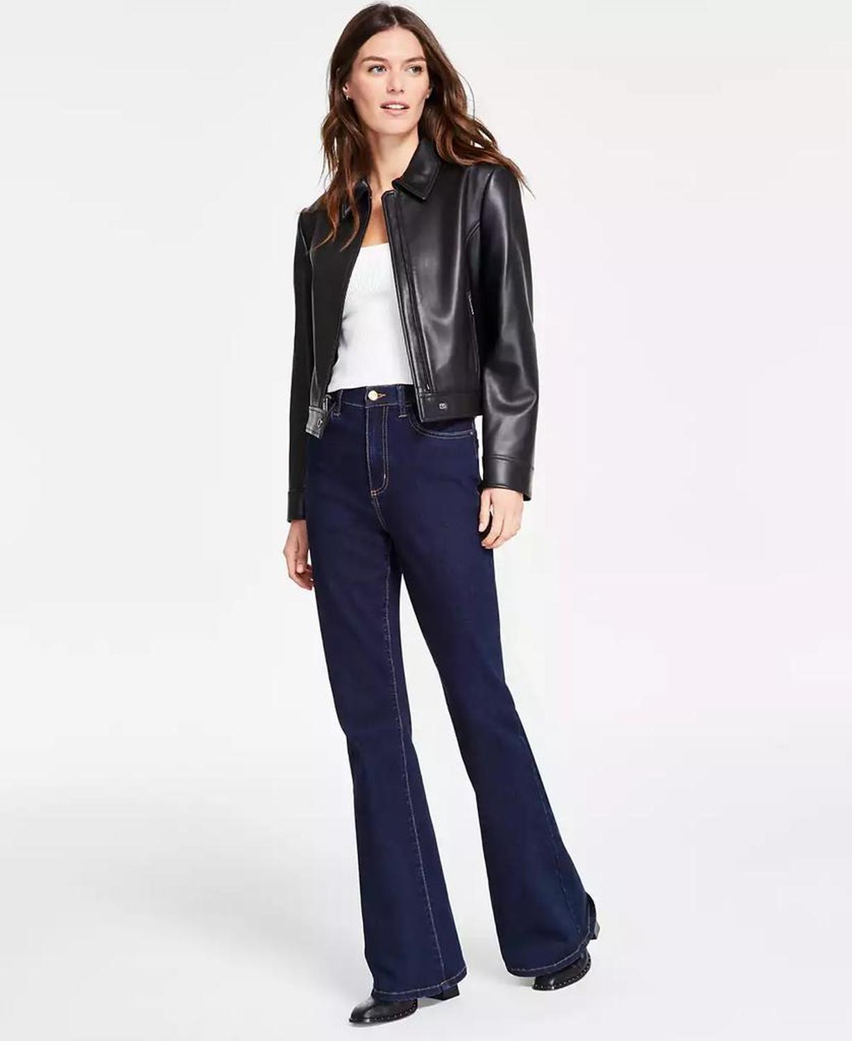 Women's Leather Zip-Front Coat