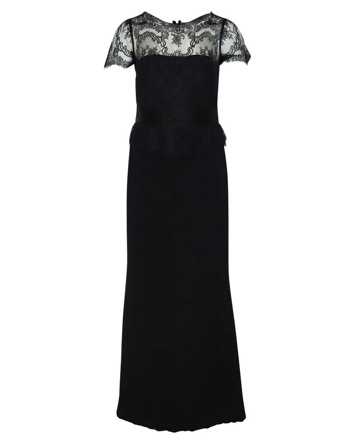 Marchesa Notte Lace Gown in Black Polyester