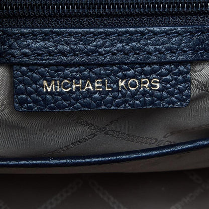 Michael Kors Dark Blue/beige Leather Bedford Tote