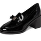 Deco Bow Patent Leather Heeled Loafers