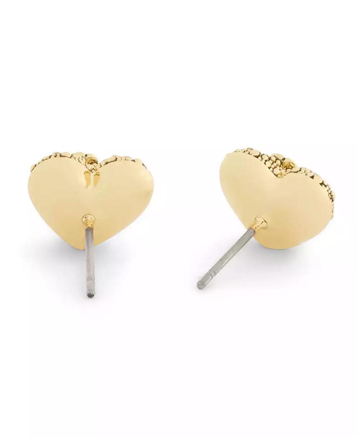Gold Plated Pavé Heart Stud Earrings