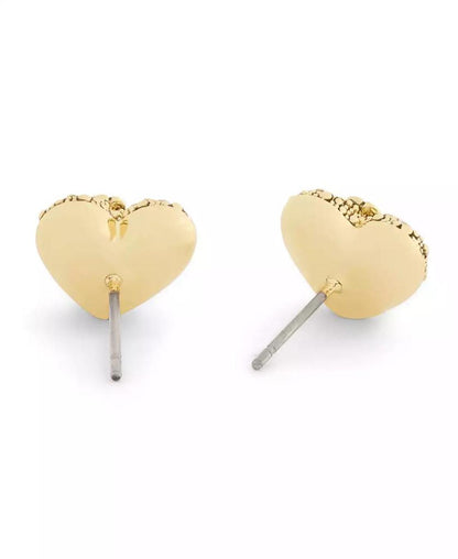 Gold Plated Pavé Heart Stud Earrings