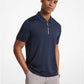 Striped Tech Performance Zip-Up Polo Shirt