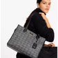 Women's Spade Flower Coated Canvas Large Tote Bag