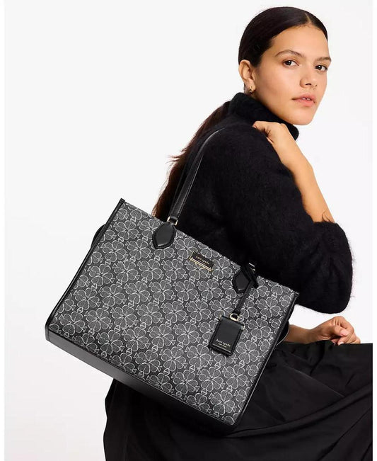 Women's Spade Flower Coated Canvas Large Tote Bag