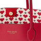Bleecker Pixelated Hearts Pop Print Crossgrain Leather Medium Tote with Removable Pouch