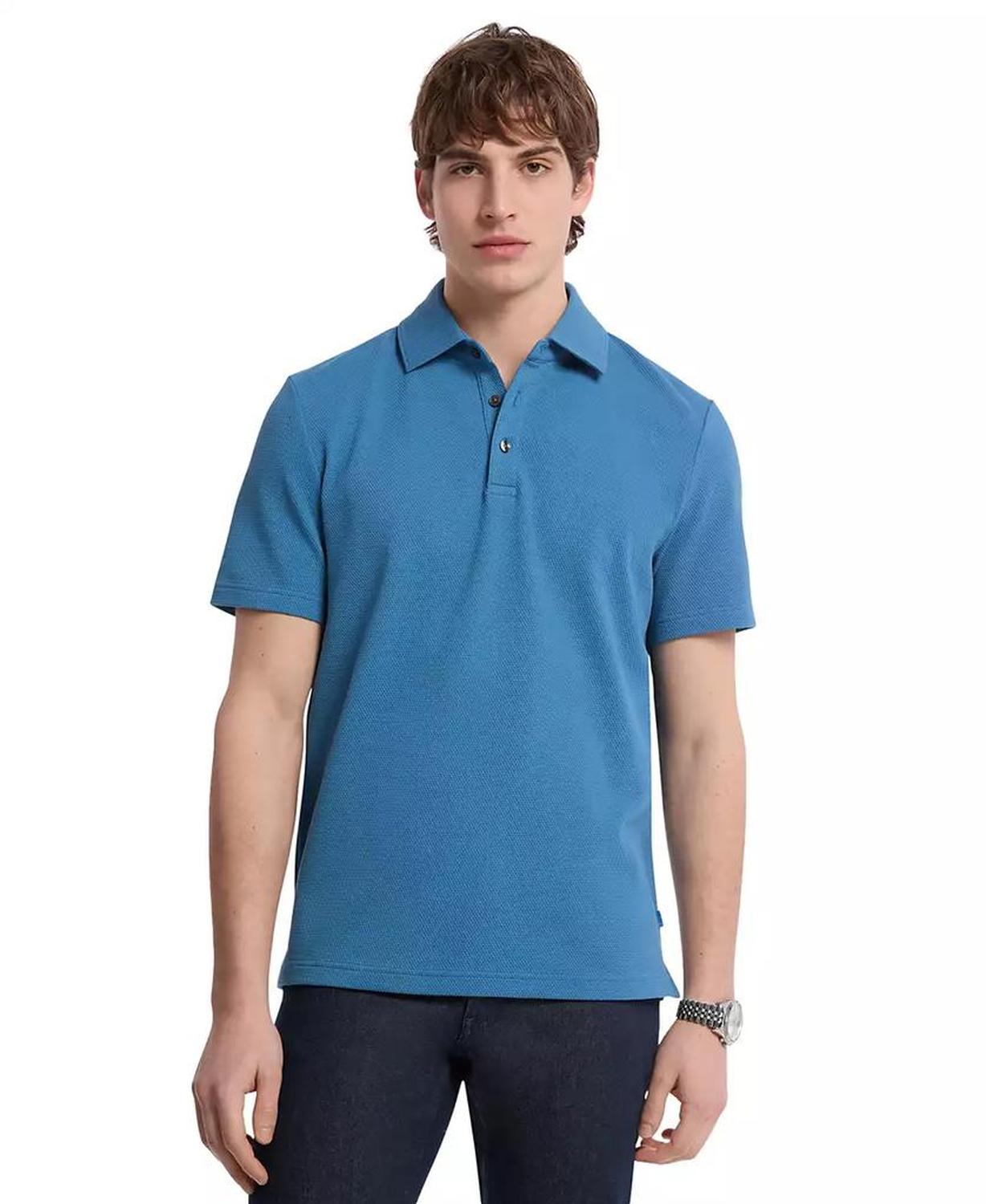 Men's Short Sleeve Bubble Knit Polo Shirt