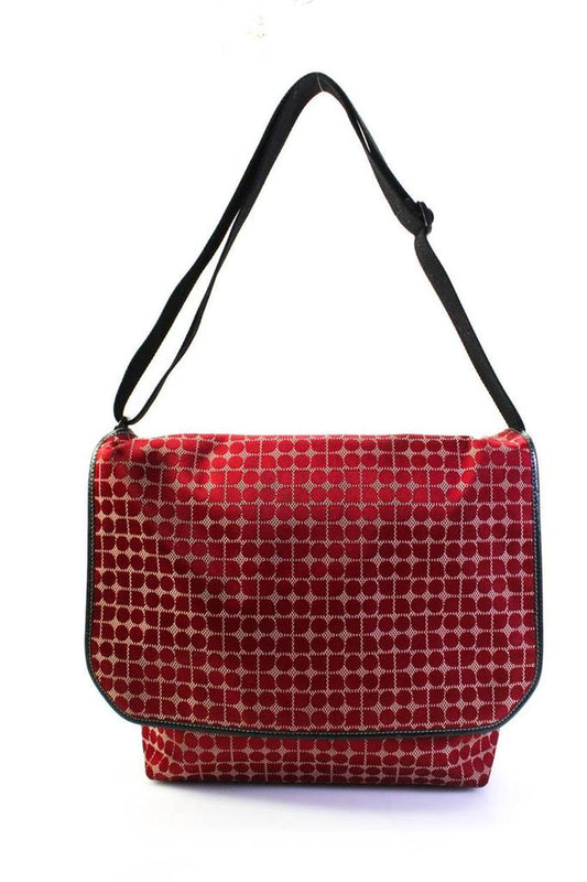 Kate Spade New York Womens Red Printed Flap Messenger Bag Handbag