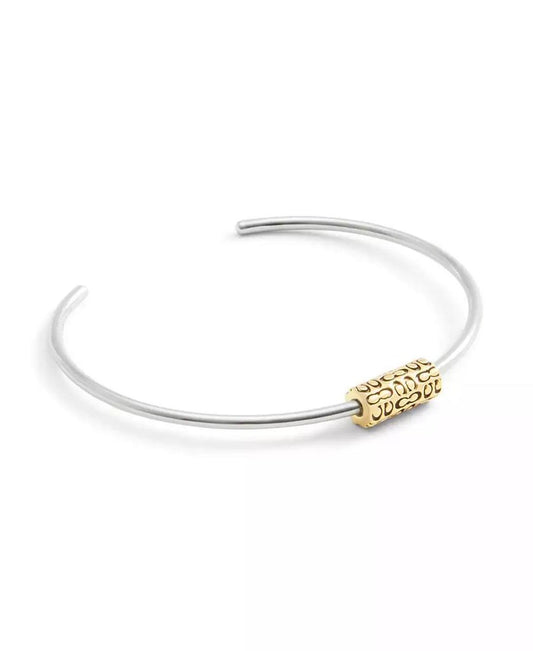 Two-Tone Signature Quilted Tube Cuff Bracelet