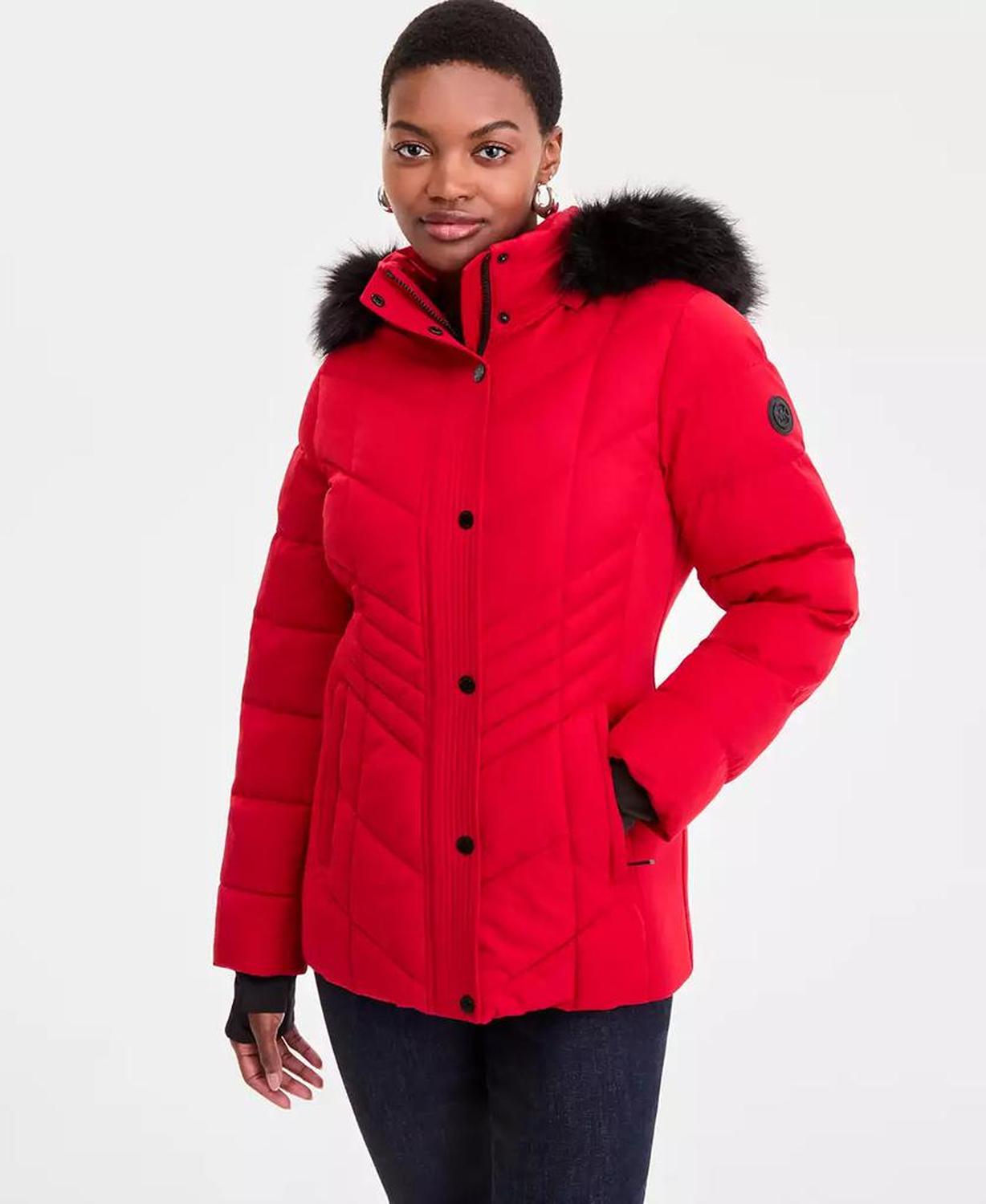 Women's Faux-Fur-Trim Hooded Puffer Coat, Exclusively at Macy's