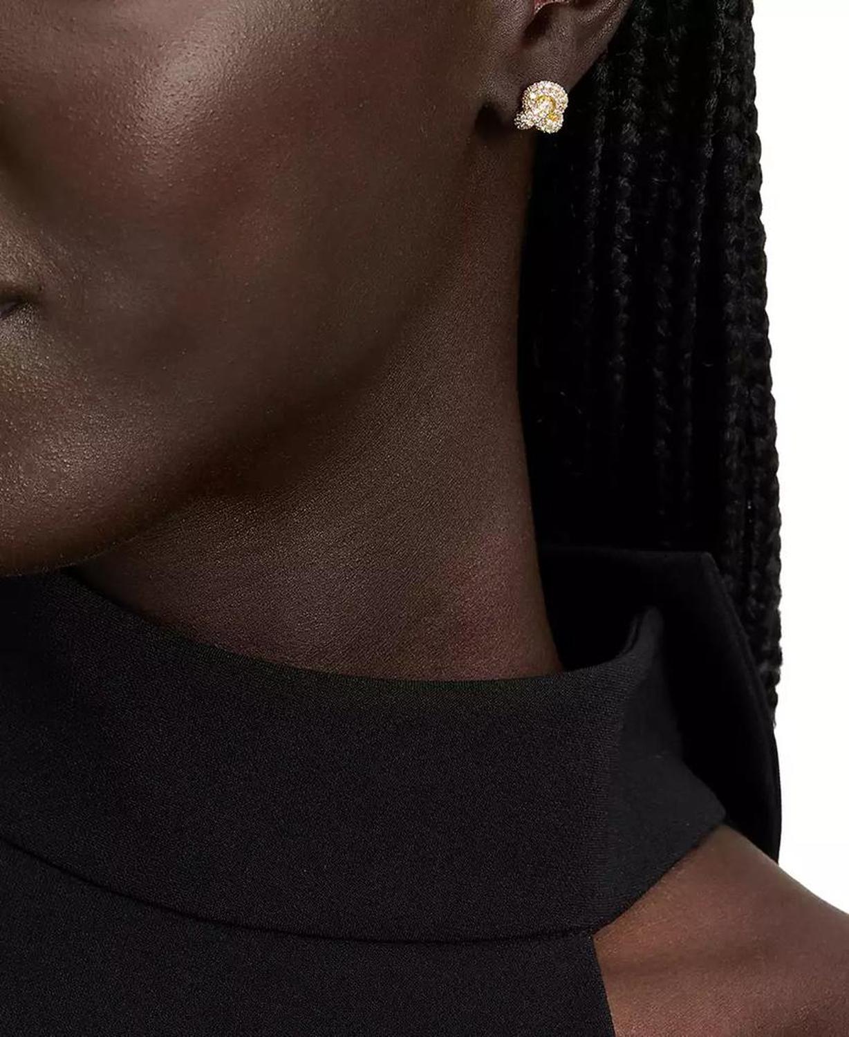 Gold-Tone Pavé Double Knot Stud Earrings