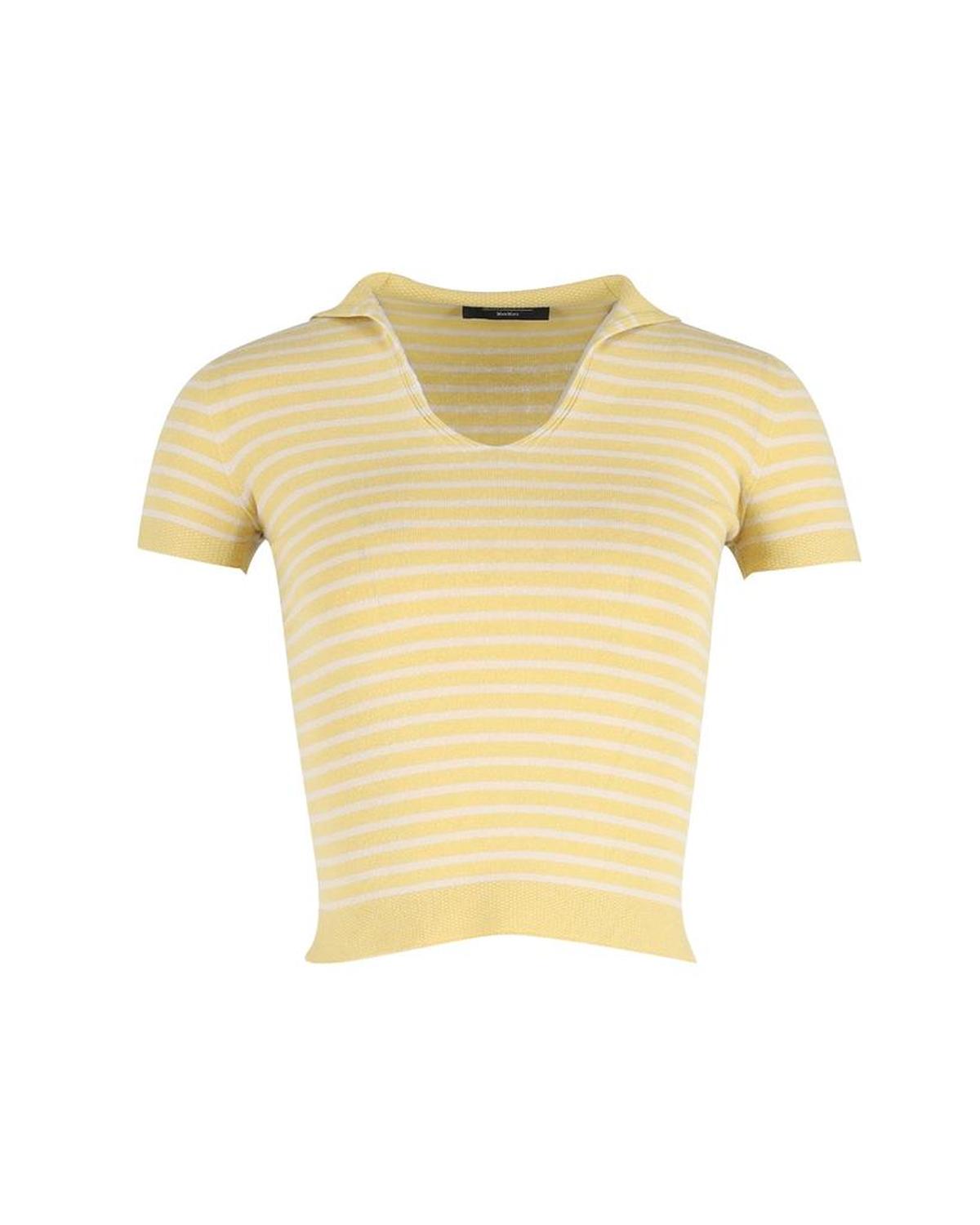 Max Mara Striped Crop Top in Yellow Cotton