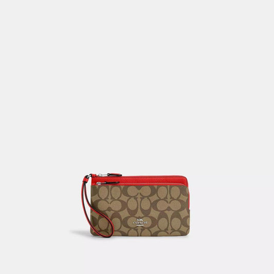 Coach Outlet Double Zip Wallet In Signature Canvas