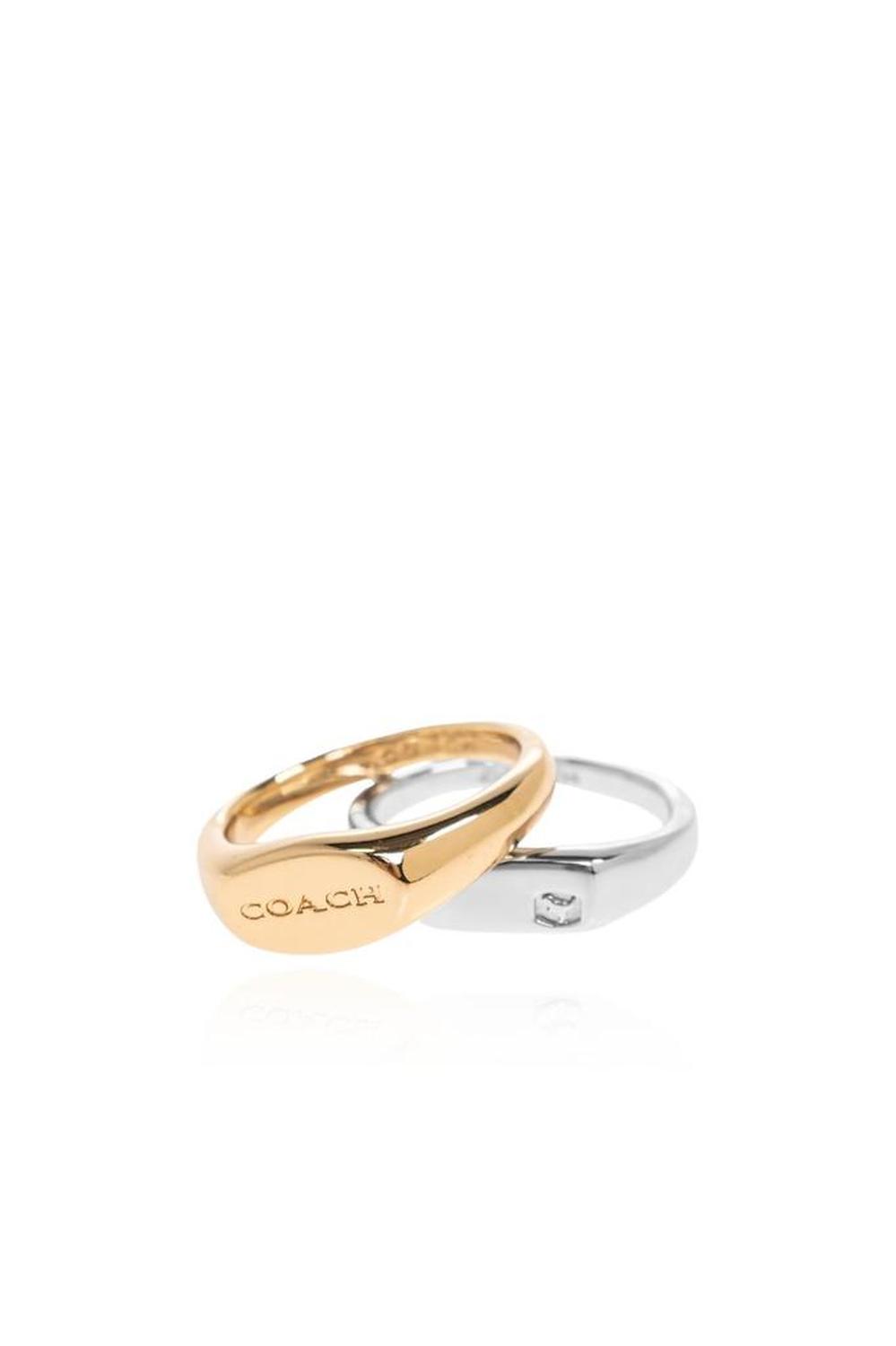 Coach Logo Engraved Set Of Two Rings
