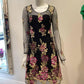 Embroidered Flower Dress In Black