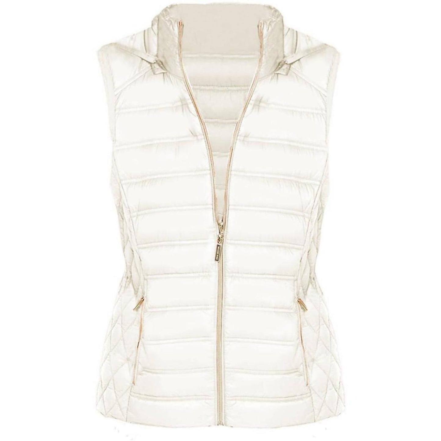 Women's Sleeveless Puffer Vest With Removable Hood In White