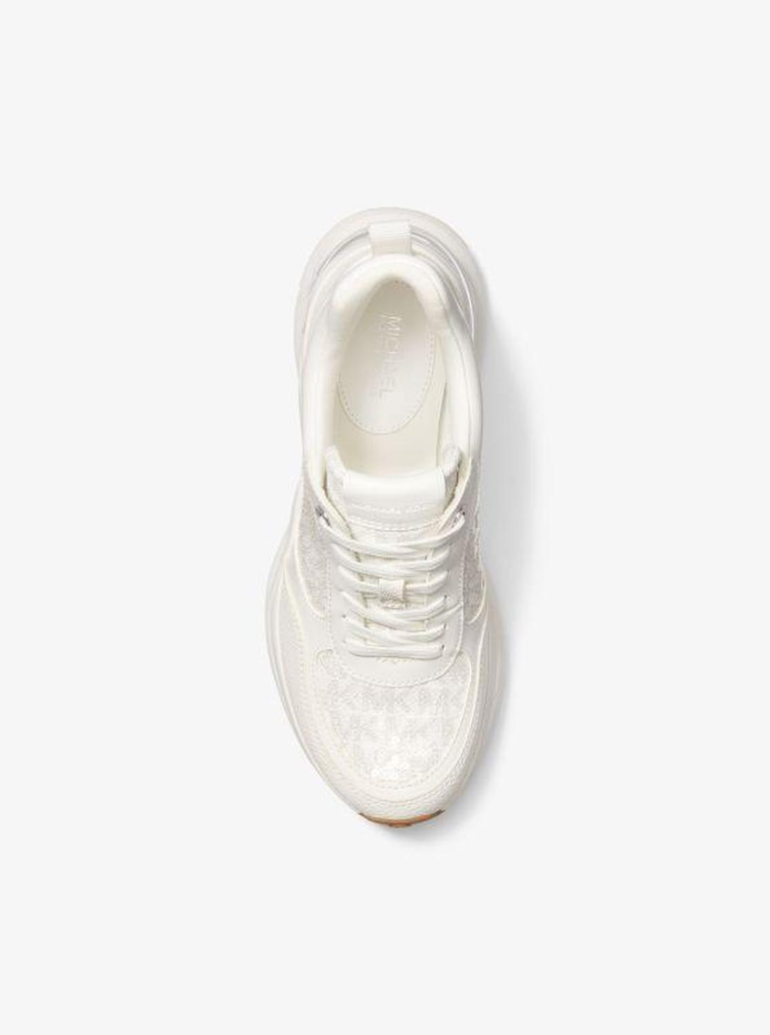 Katrina Sequined Mixed-Media Trainer