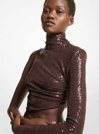 Hand-Embroidered Sequin Stretch Matte Jersey Cutout Gown