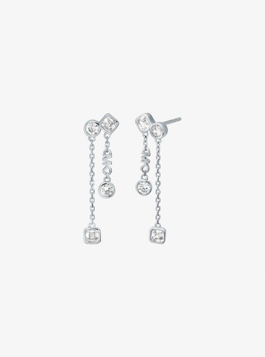 Precious Metal-Plated Sterling Silver Bezel Drop Earrings