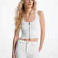 Ribbed Viscose Blend Zip-Up Tank Top