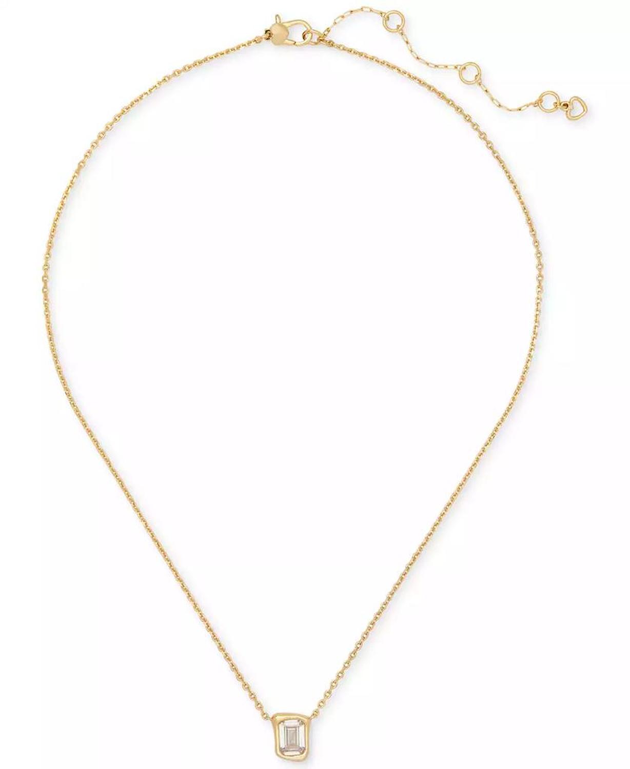 Cubic Zirconia Pendant Necklace, 16" + 3" extender