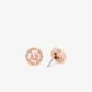 Precious Metal-Plated Brass Cubic Zirconia Halo Earrings