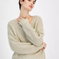 Women's Metallic V-Neck Drop-Shoulder Sweater