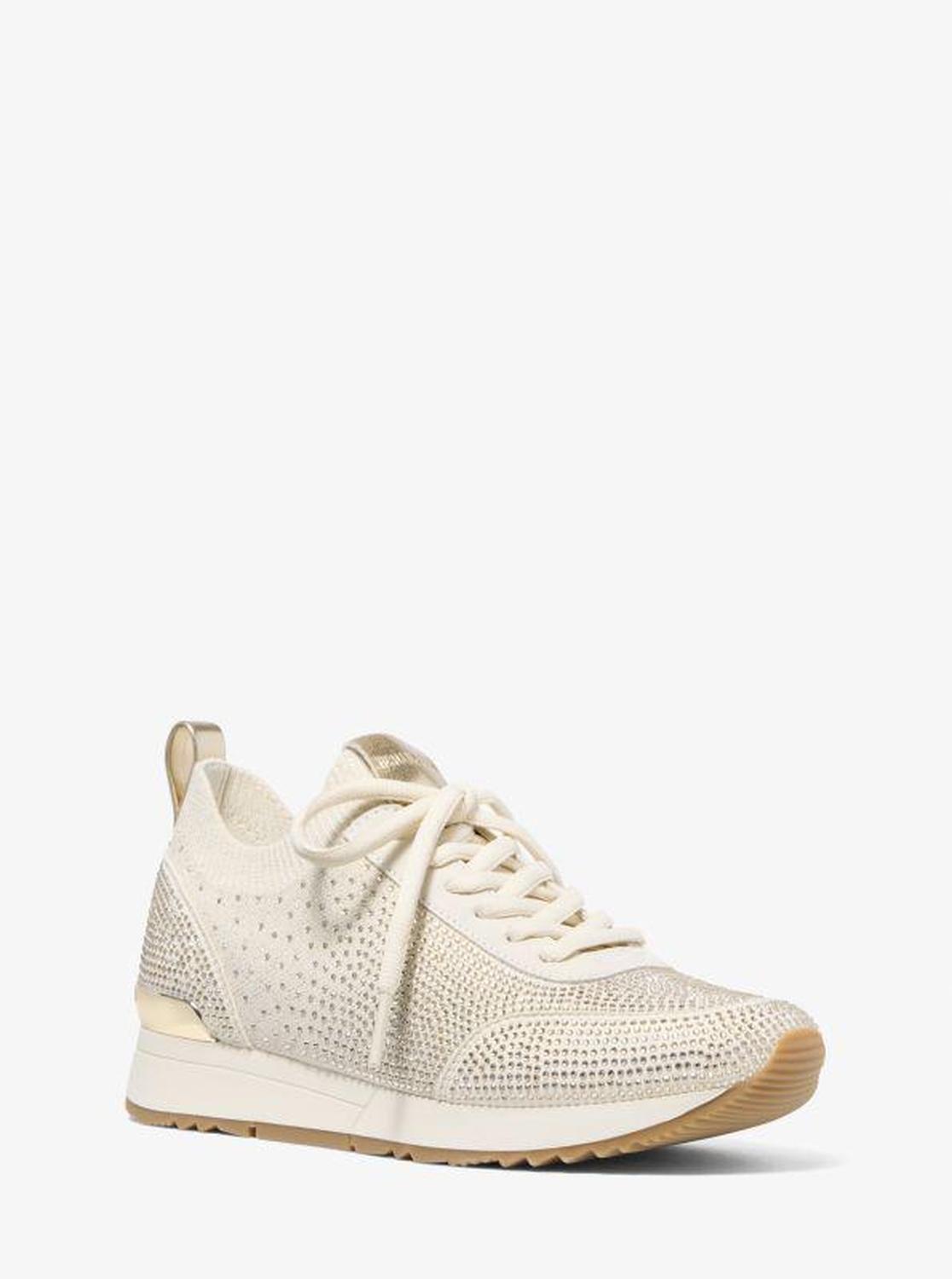 Jenkins Crystal Embellished Metallic Stretch Knit Trainer
