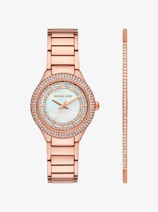 Mini Sylvia Pavé Rose Gold-Tone Watch and Bracelet Gift Set