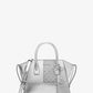 Avril Small Metallic Studded Patchwork and Signature Logo Satchel