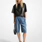 Pleated Bermuda Denim Shorts