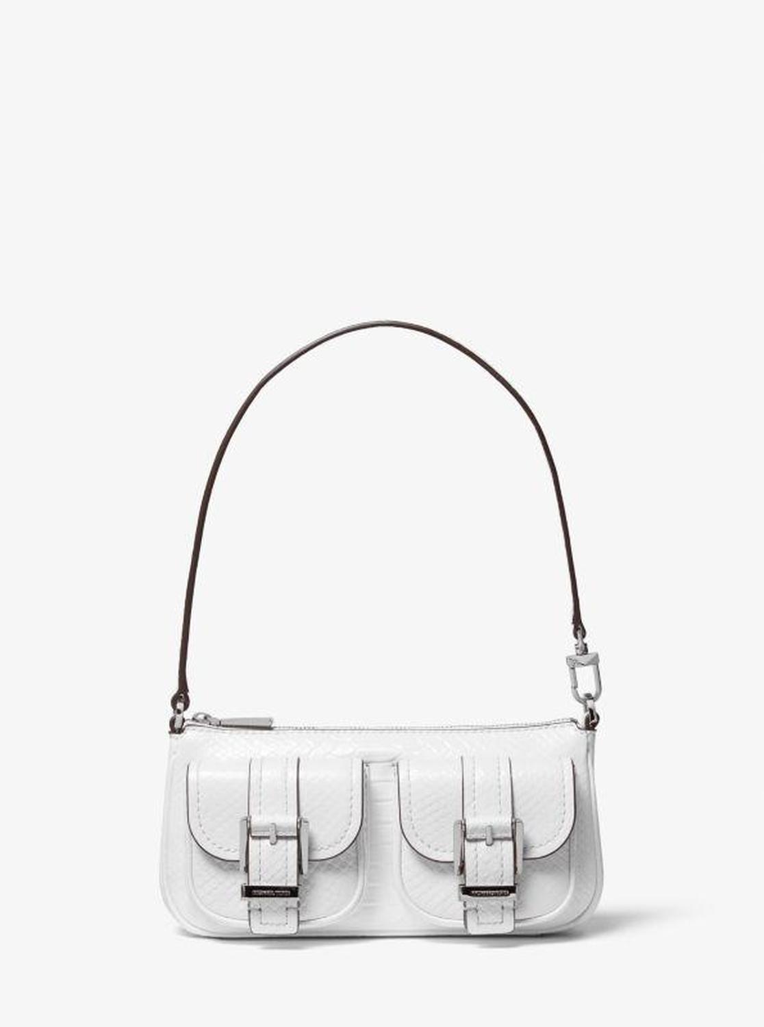 Zoe Small Snake Embossed Leather Convertible Pochette