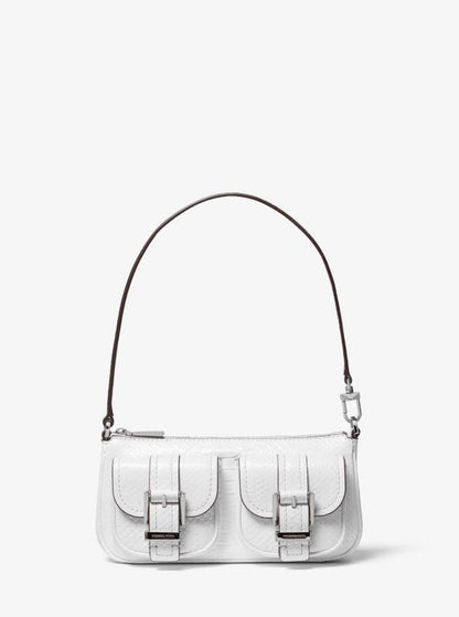 Zoe Small Snake Embossed Leather Convertible Pochette