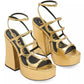 Kiki Metallic Leather Platform Pump Sandals
