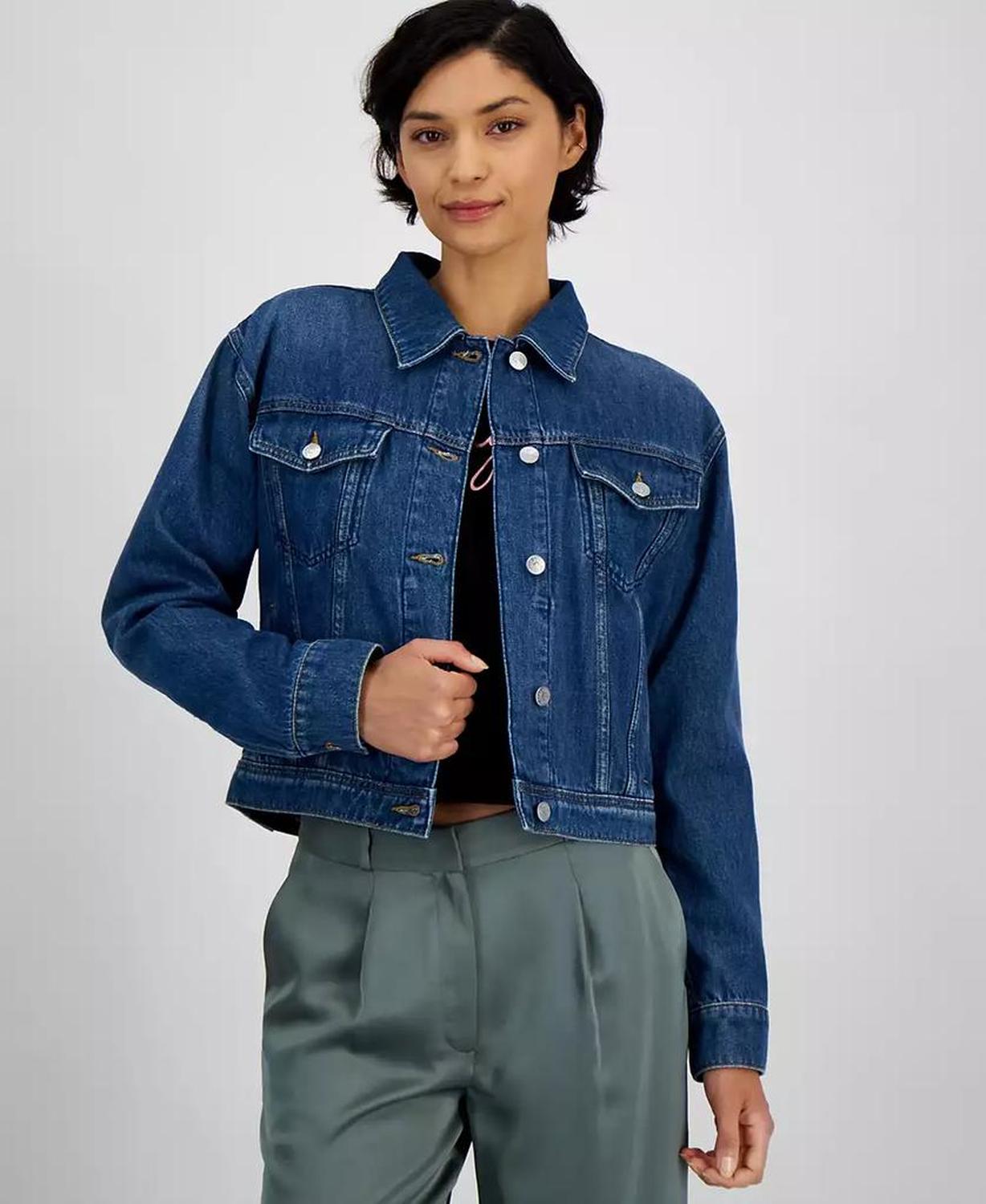 Women's Cropped Cotton Denim Jacket