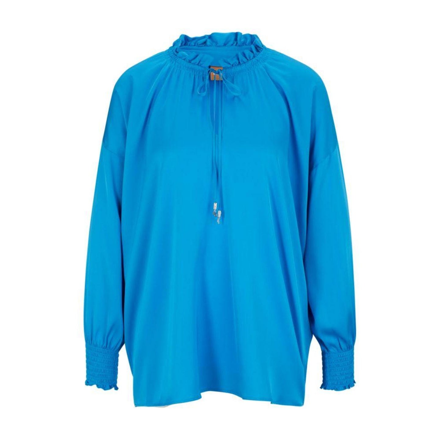 Relaxed-fit blouse in stretch silk with tie front