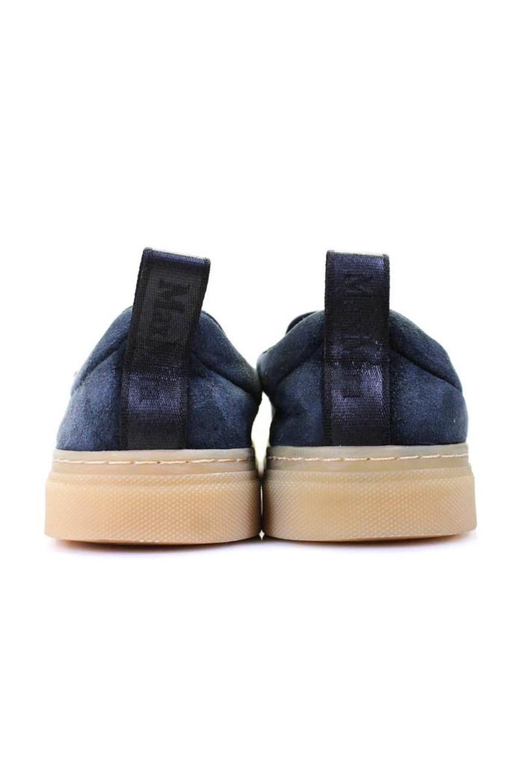 Max Mara Womens Low Top Slip On Sneakers Navy Blue Suede