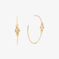 Precious Metal-Plated Brass Curb Chain Logo Hoop Earrings