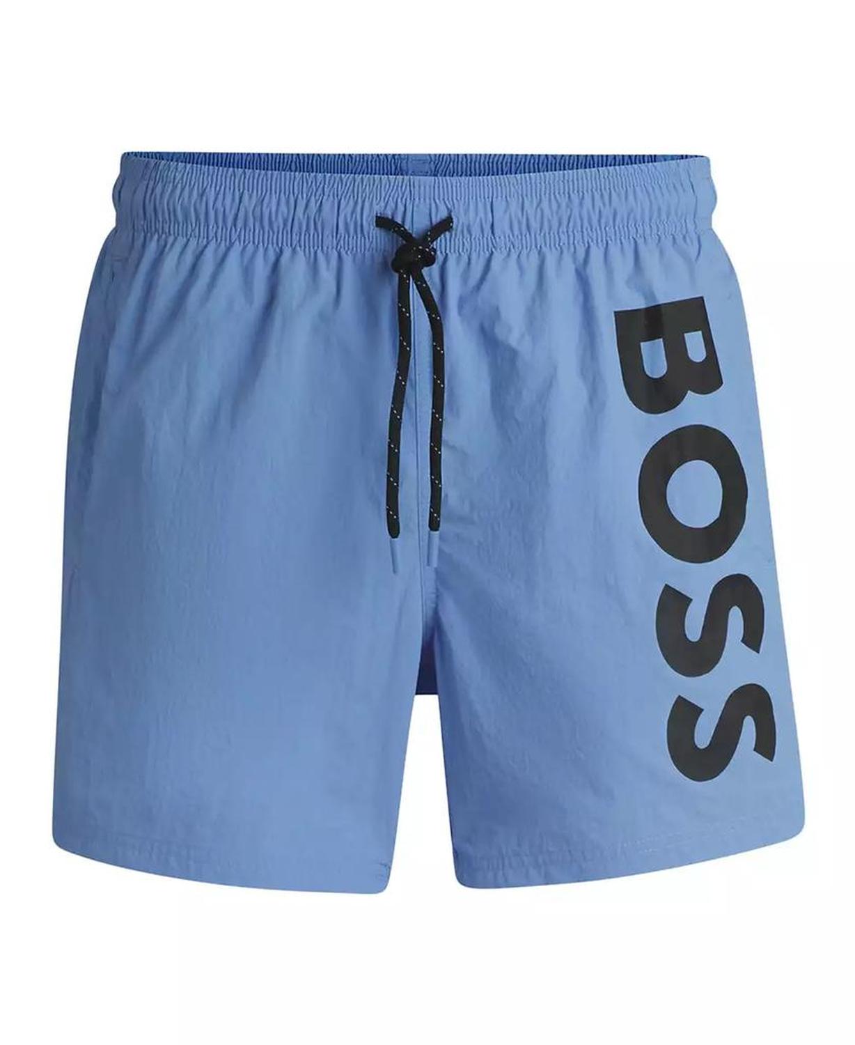 Men's Vertical Logo Print Swim Shorts