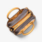 Flora Medium Signature Logo and Leather Satchel